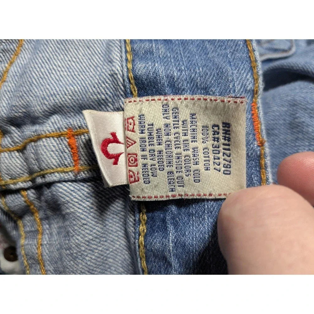 TRUE RELIGION BOBBY BAGGY Men 30 (Seat 34) Distressed Blue Jeans Made In USA‎
